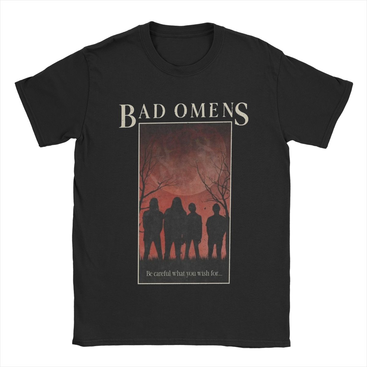 

Мужские футболки Bad Omens Винтажная футболка с коротким рукавом и круглым вырезом 100% хлопок Топы на день рождения S чёрный