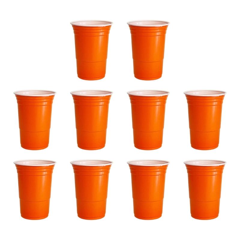 10Pcs Plastic Party Drinking Cups Disposable Beer Beverage Cup Drinkware For Cold And Hot Drinks At Gatherings