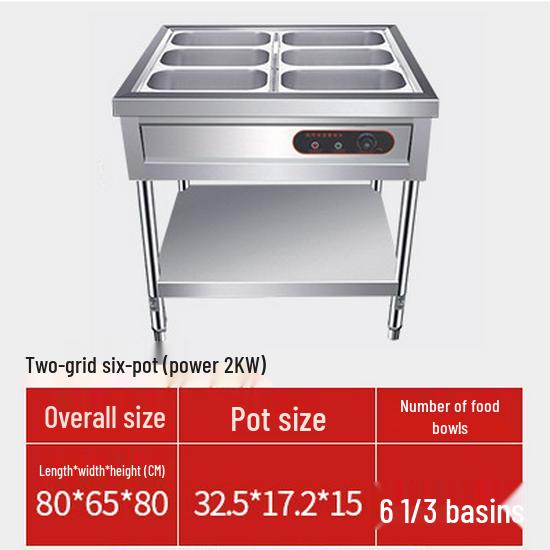 Commercial Electric Food Warmer: Stainless Steel Soup Pot and Serving Counter