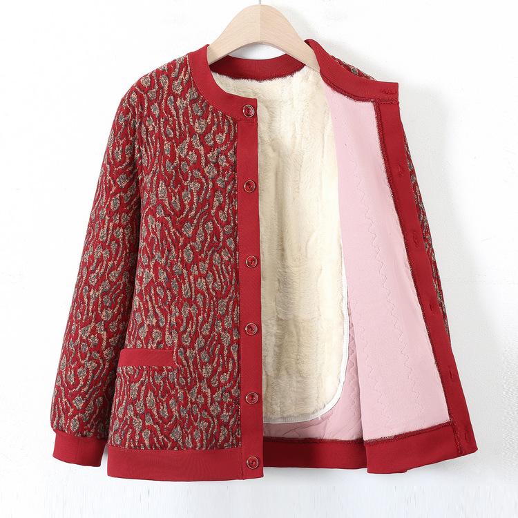 Abrigo de Algodón para Mujeres de Mediana Edad y Ancianas con Terciopelo Cálido Chaqueta de Algodón Floral para Madre para Invierno Nuevo Cárdigan Base Chaqueta de Algodón Floral Pequeño