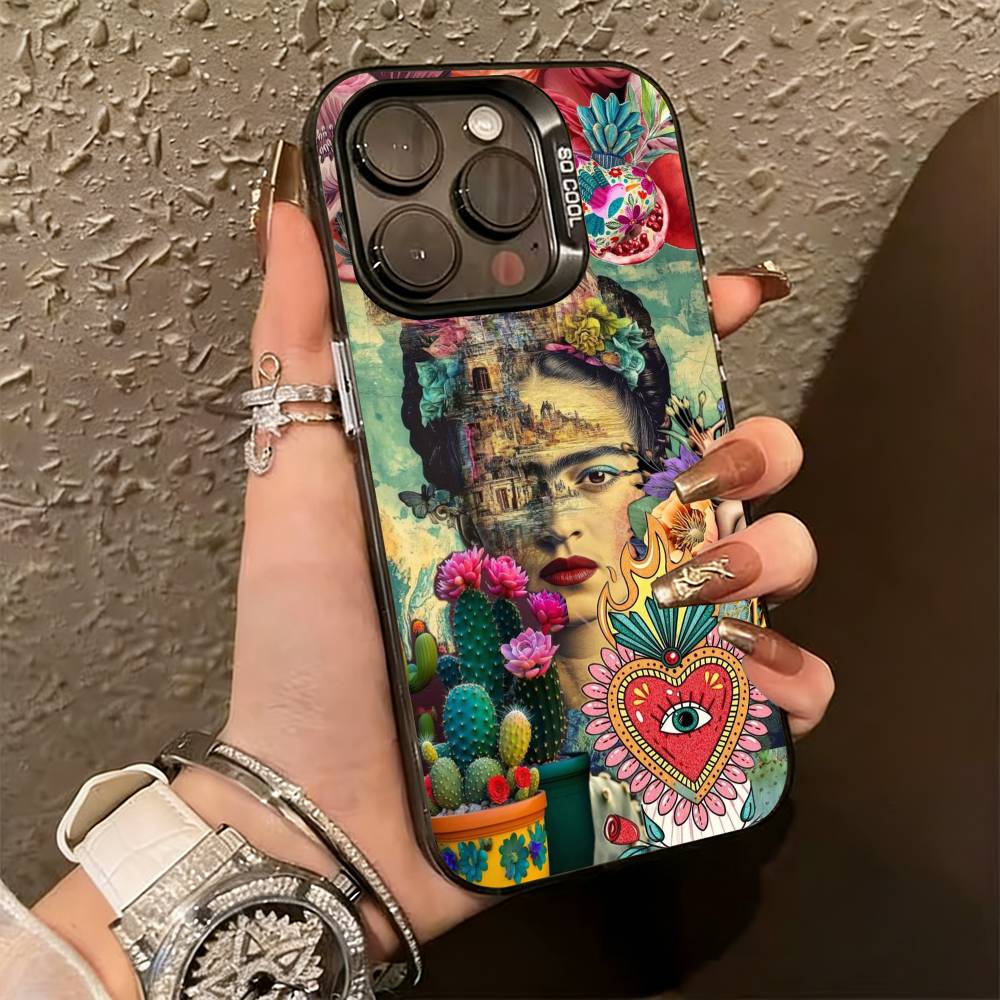 Fashion F-fridaS Kahlo-PC Phone Case For iPhone 17,16,15,14,13,12,11 Plus,Pro Max,XS,Colorful Silver Phone case Funda Cover