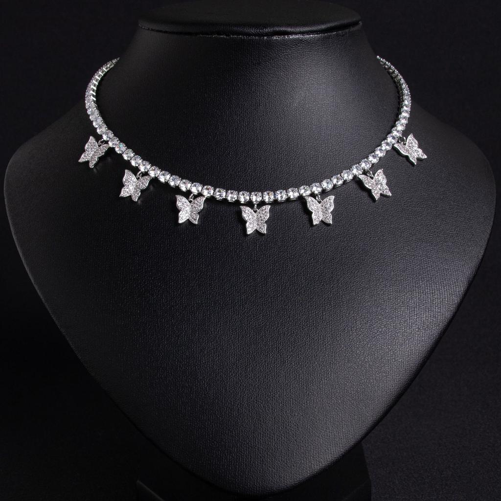 European and American export necklace with geometric butterfly pieces, versatile, fashionable, elegant and simple zircon bridal