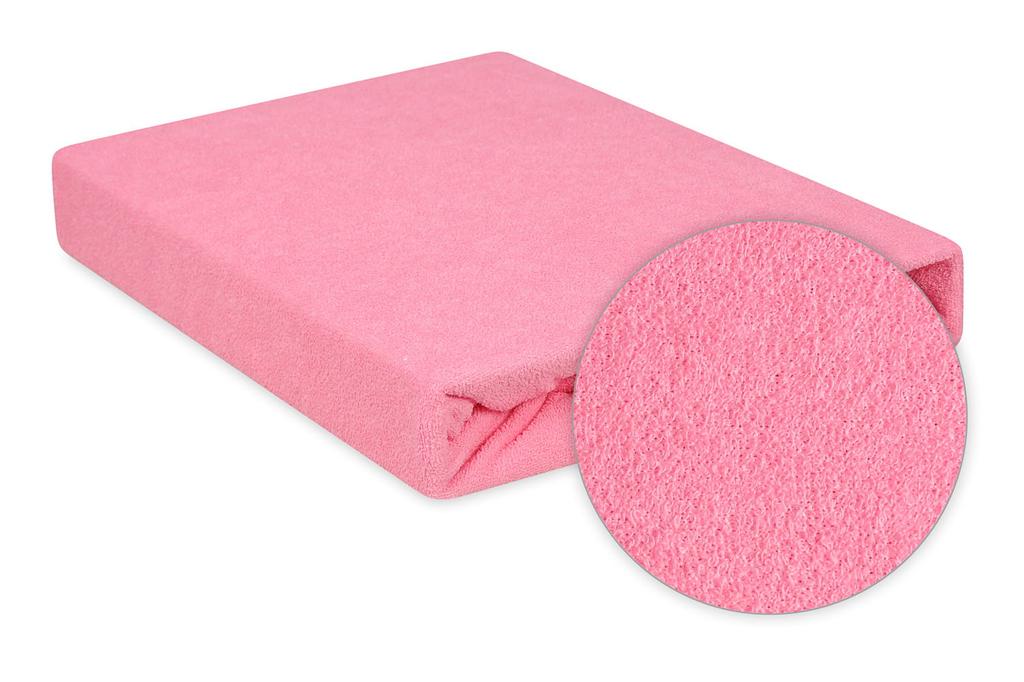Prześcieradło frotte z gumką 150/160x190/200 classic różowe