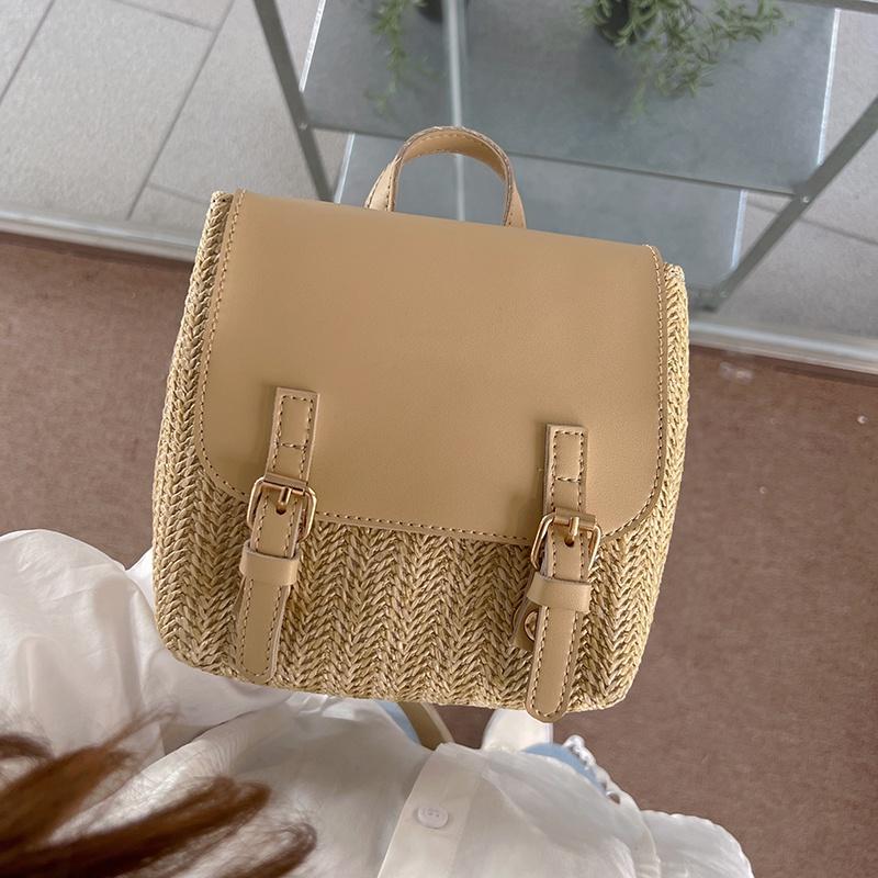 IELGY Женский соломенный рюкзак нишевого дизайна бежевый — фото 5