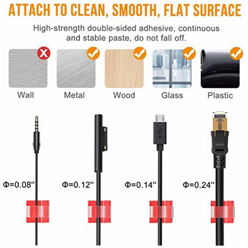 20/40 Pcs Self-adhesiv Cable Clips Wire Clips Cable Wire Management Wire Cable Holder Clamps for Car Office and Home