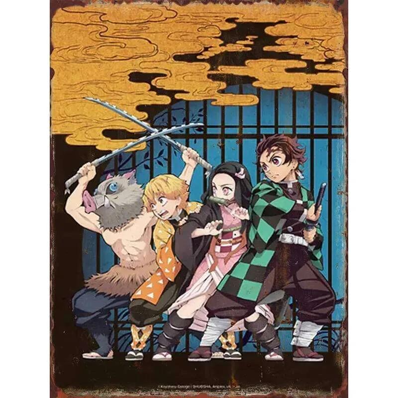 Poster Metallico Demon Slayer Placca di Latta Retrò Placca da Parete Cinema per Decorazione Stanza Regali Estetici Segnali Arte Decorazione Casa 26T0104 26T0104