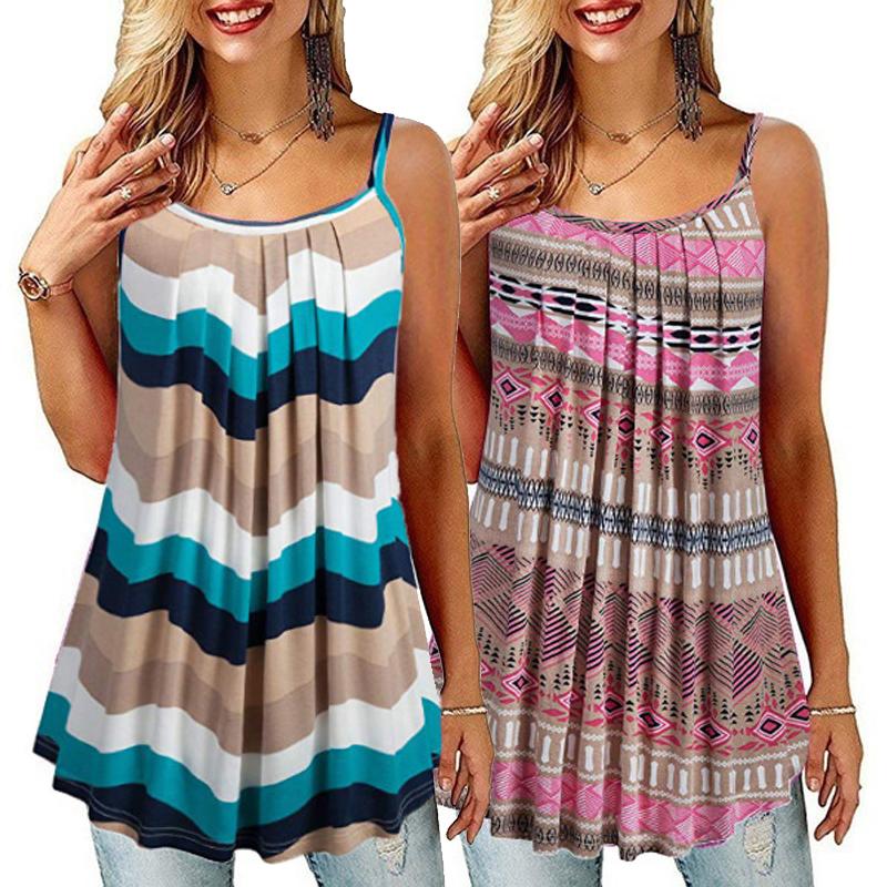 Damen Sommer T-Shirt Blumendruck Ärmellos Locker T-Shirt Lässig Übergroß Mode S-6XL