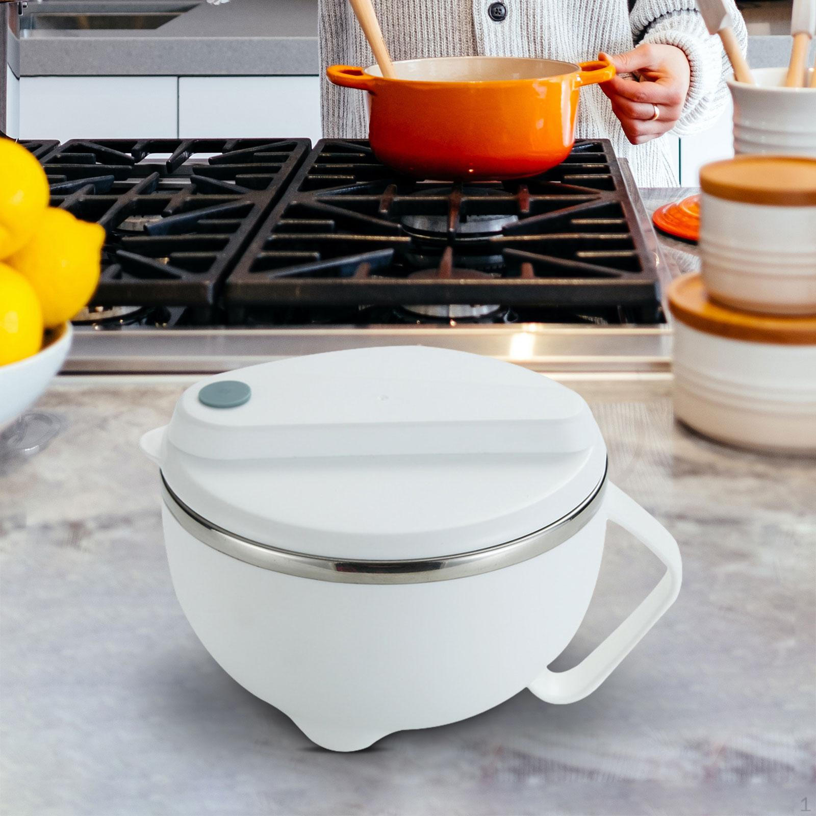 

Изолированная миска для рамэна с надежной крышкой, переносной контейнер для еды для путешествий и обедов на открытом воздухе белый