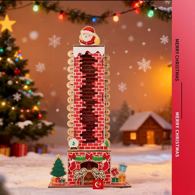 diy wooden Santa Claus Arrival calendar 24-day detachable countdown display stand Christmas decoration