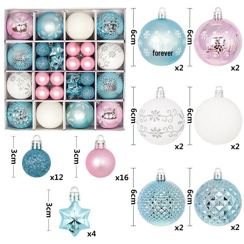 44-Piece Christmas Tree Decoration Set: 6cm Colorful PVC Hanging Balls