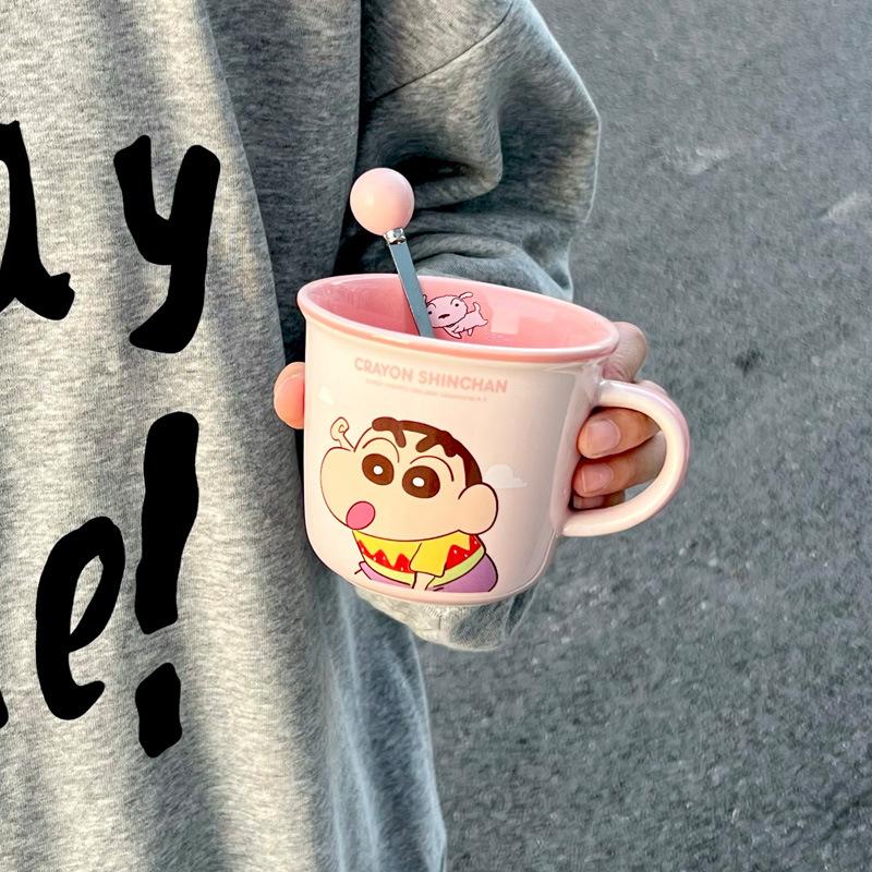 Crayon Xiaoxin peripheral cup, high-value ceramic mug, couple coffee cup, birthday gift for boys and girls