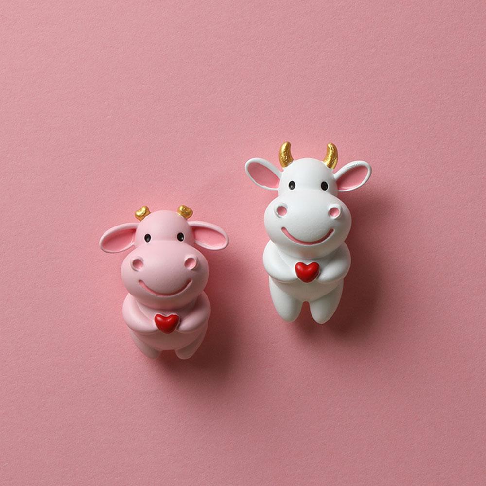 Three-Dimensional Personality Calf Refrigerator Magnet Animal Holding Love Cartoon Cute Creative Art Design Post-It Message