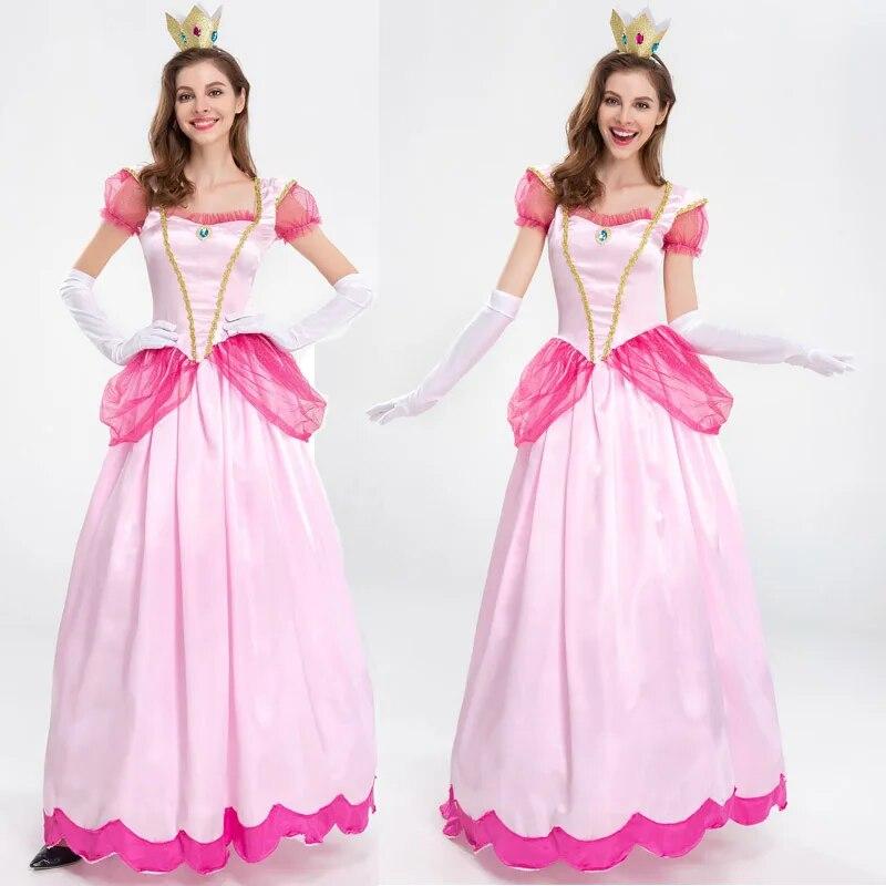 New Princess Dress Palace Party Queen Skirt Pink Peach Blossom Clothes Anime Halloween Costumes for Women