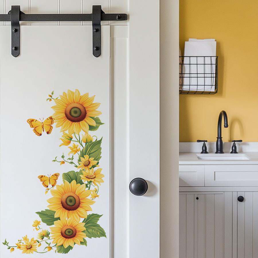 Self Adhesive Yellow Sunflower Cluster Sticker for Home Appliance Easy Peel No Glue