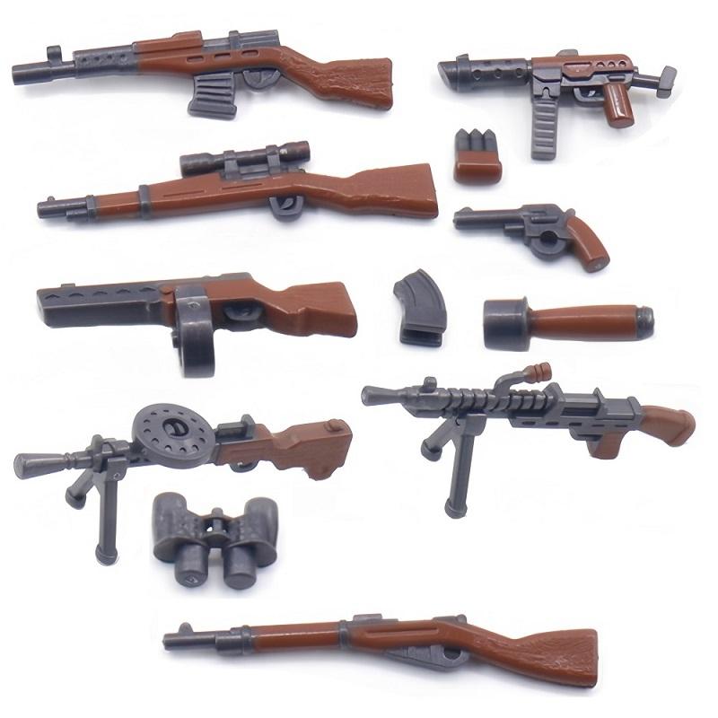 WW2 Military Weapons Soldiers Minifigure British Soviet Army Building Blocks Rifles Submachine Thomas 98K Gun Bricks Toy