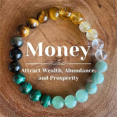 Natural Stone Crystal Lucky Bracelet- Green Aventurine Citrine Malachite Tiger-Eye Bracelet for Attracting Wealth Rich Prosperity Women Man