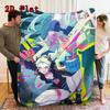 Cyberpunk 2D Flat Pattern Flannel Blanket High Quality All Seasons Warmth and Comfort Perfect for Christmas Gifts.MMT0918468