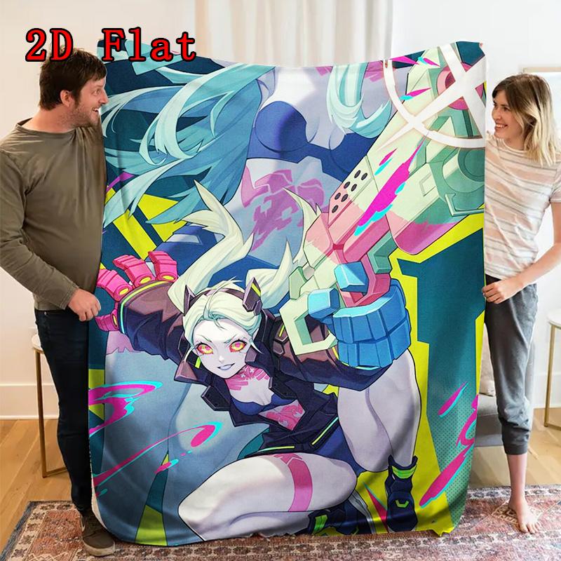 Cyberpunk 2D Flat Pattern Flannel Blanket High Quality All Seasons Warmth and Comfort Perfect for Christmas Gifts.MMT0918468