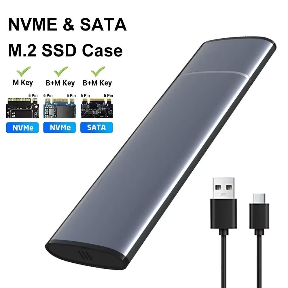 M.2 SATA NVMe Enclosure Aluminum External HDD SSD Case USB C 3.1 Gen2 10Gbps To NVMe SATA NGFF PCIe External Box for Laptop PC
