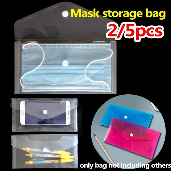 Buy 2/5pcs Portable Face Masks Organizer Plastic Storage Bag Dustproof