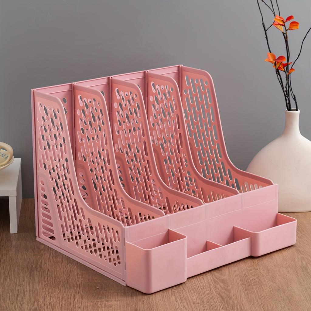 4-Compartment Detachable Desktop File Organizer, PP Material, Space-Saving Office Supplies and Document Storage Box