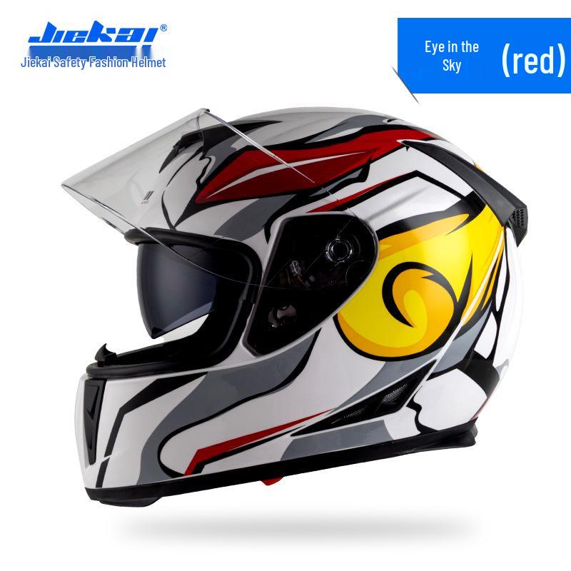 Jiekai Full Face Electric Motorcycle Helmet - Unisex, All-Season Racing Safety