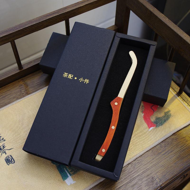 Pure Copper Tea Tongs Set: Brass Tweezers for Gongfu Ceremony, Non-slip Cup Holder, Gift Box Included