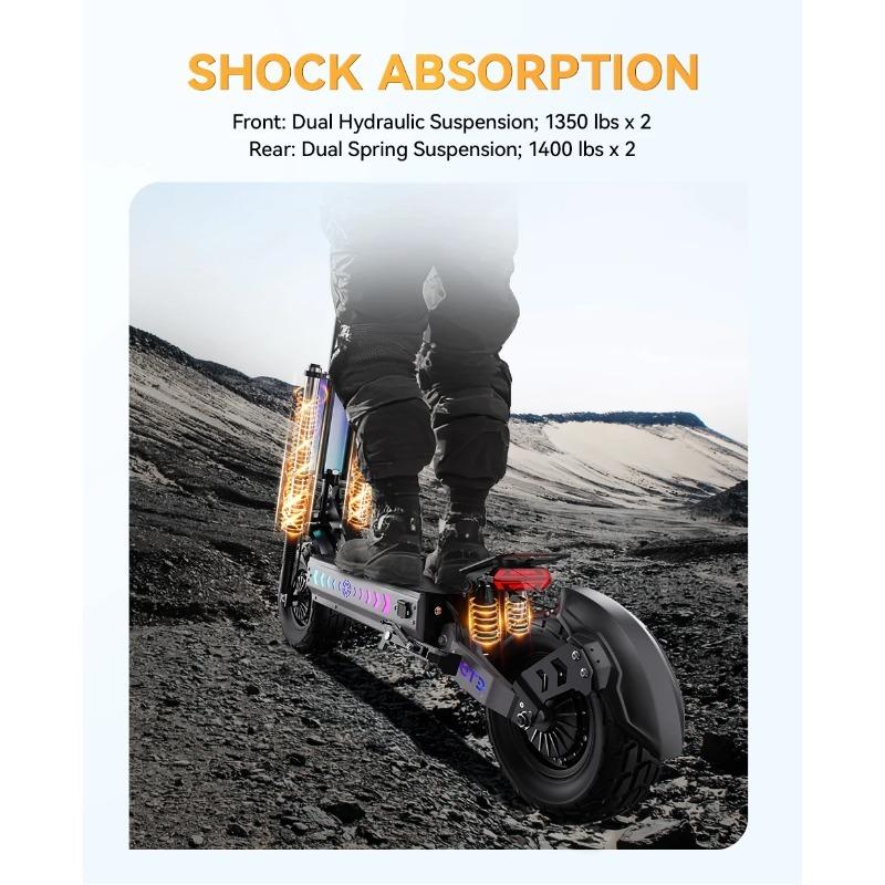 OOTD T90 E-Scooter Peak Power 3000W*2 Motor 60V31.2ah Off-road Electric Scooter 13 Inch Tire All Terrain NFC Features EScooters