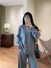 Light Knit Autumn-Winter V-Neck Sweater & Wide-Leg Pants Women’s Set
