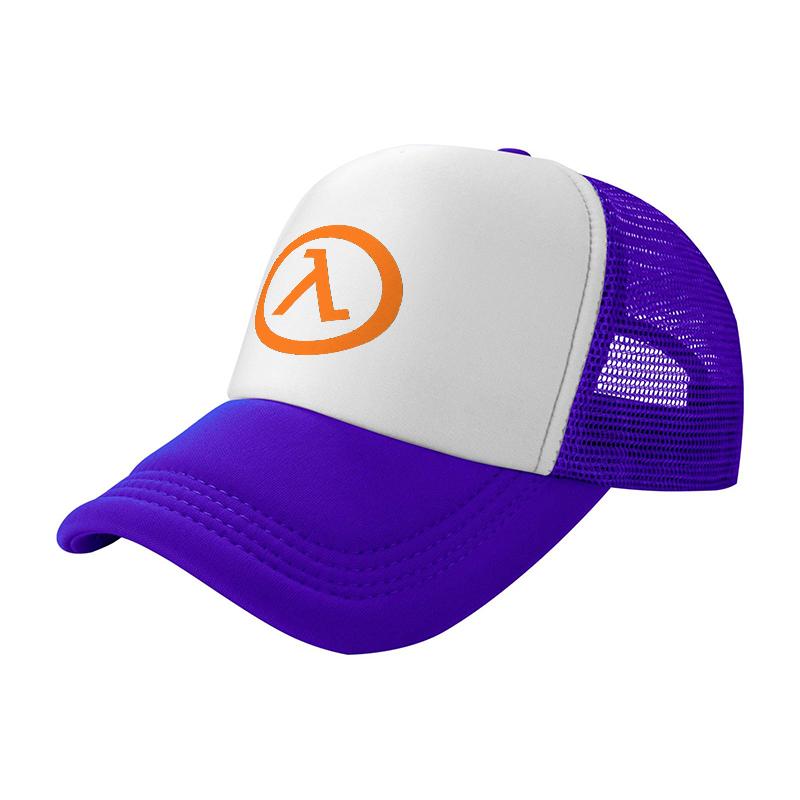 Lambda Logo Mesh Trucker Hat White Black Ventilated Baseball Cap Breathable Design for Outdoor Activities and Casual Wear