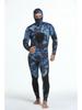 Kamuflážový 3mm potápěčský a spearfishingový neopren s kapucí - Chladuvzdorný a teplý jednodílný oblek pro freediving a lov