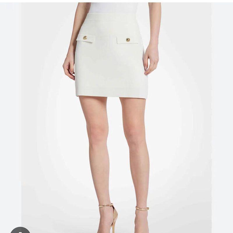 

Осенний Дом Солнца Новое поступление Экспортная мода М Дом Тяжелая промышленность Чжу Вязаная юбка Короткий рукав Женская одежда Юбка для похудения White XS (European size): waist 66-74