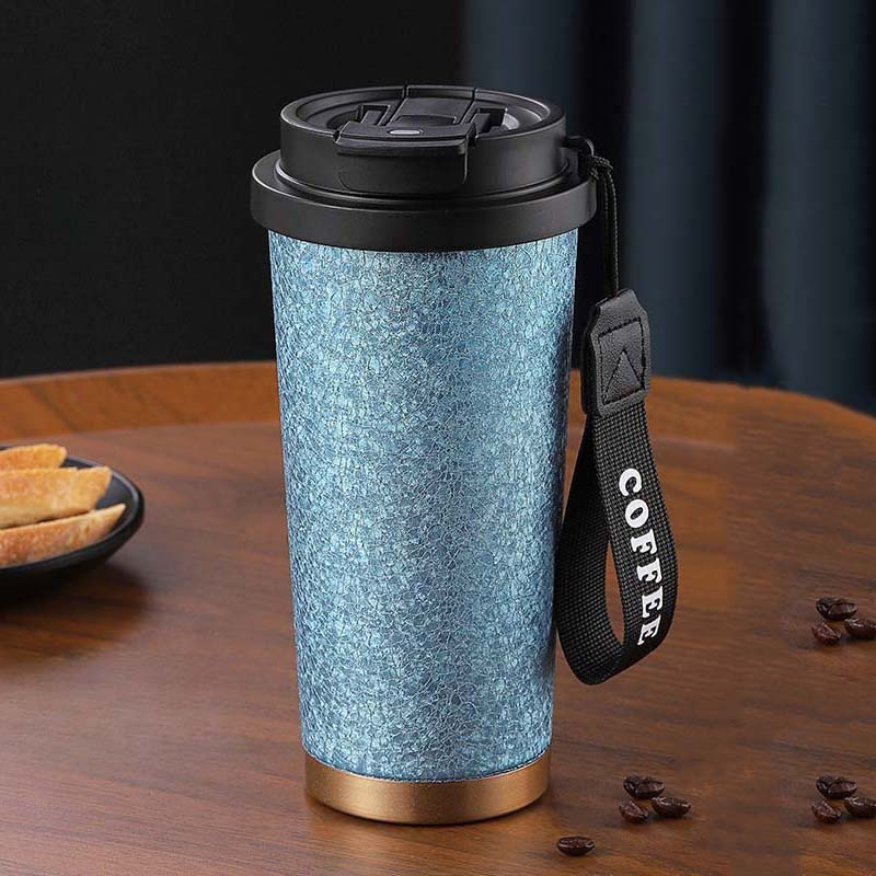 

17oz Titanium Thermal Water Bottle Double Wall insulated Stainless Vacuum Thermos Portable Car Tumbler Coffee Mug Drinkware Cups 500ml синій