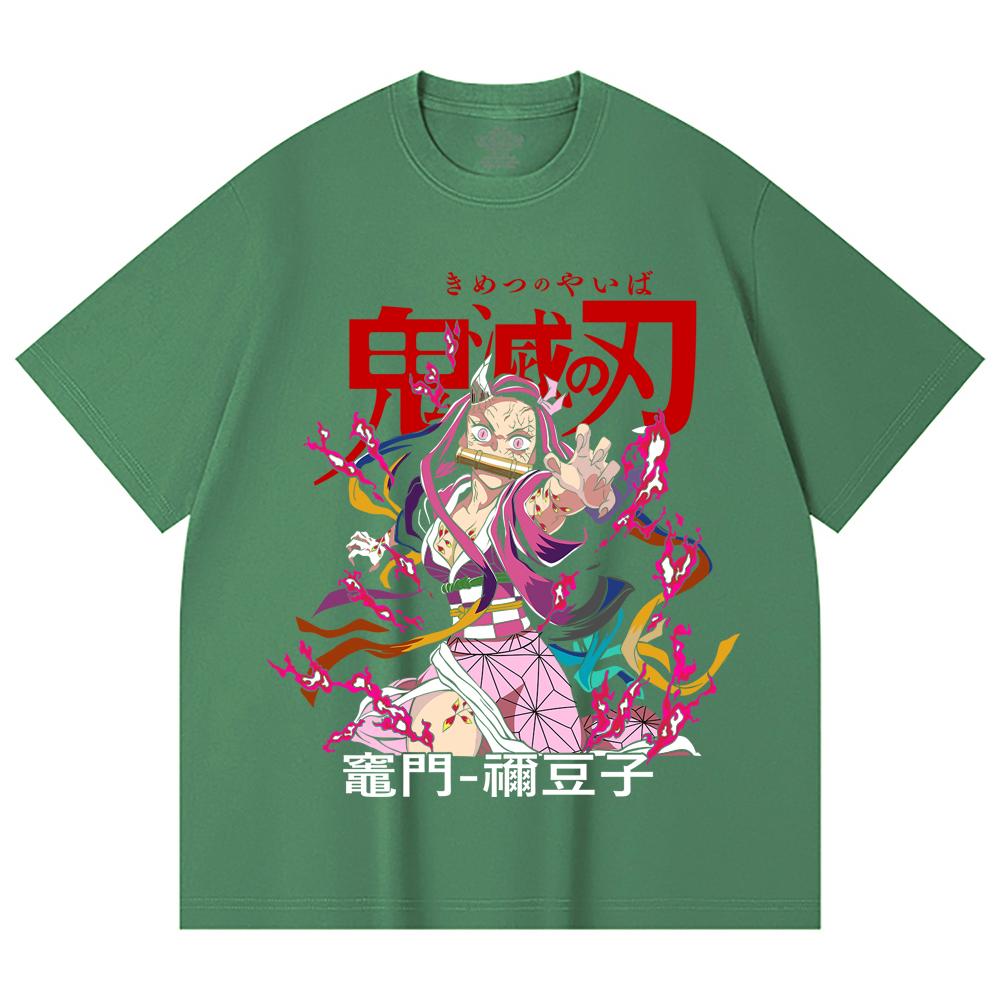 230 Gsm 100% Cotton Demon Slayer V72 Nezuko Print Unisex Heavy Cotton T Shirt