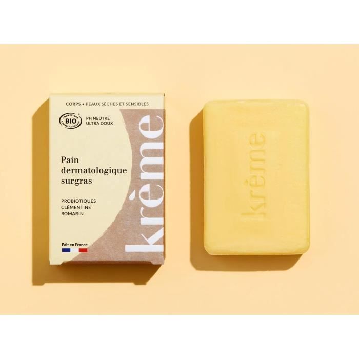 Waschstück - KREME - 100 g - Dermatologisch - Überfettend 6% - Bio