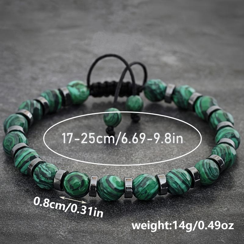 4 Styles Fashionable Malachite Bracelet, Natural Stone Beads Bracelet for Men and Women Valentine's Day Gift