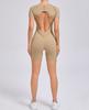 Patchwork Hollow-Back Sports Jumpsuit - Women's Tight One-Piece Fitness Outfit