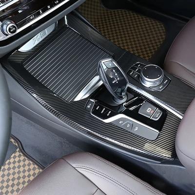 Carbon Fiber Auto Interior Gear Shift Knob Cover Multimedia Button Panel Trim Sticker Car Accessories For BMW X3 G01 X4 G02 2018