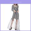 Enchanting Witch Costume Dress With Mesh And Stripes For Western Fantasy Themes
