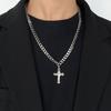 Colorless Cuban Necklace, Stainless Steel Cross Pendant, Men's and Women's High-end Sense, Niche Collarbone Sweater, Chain Jewelry.