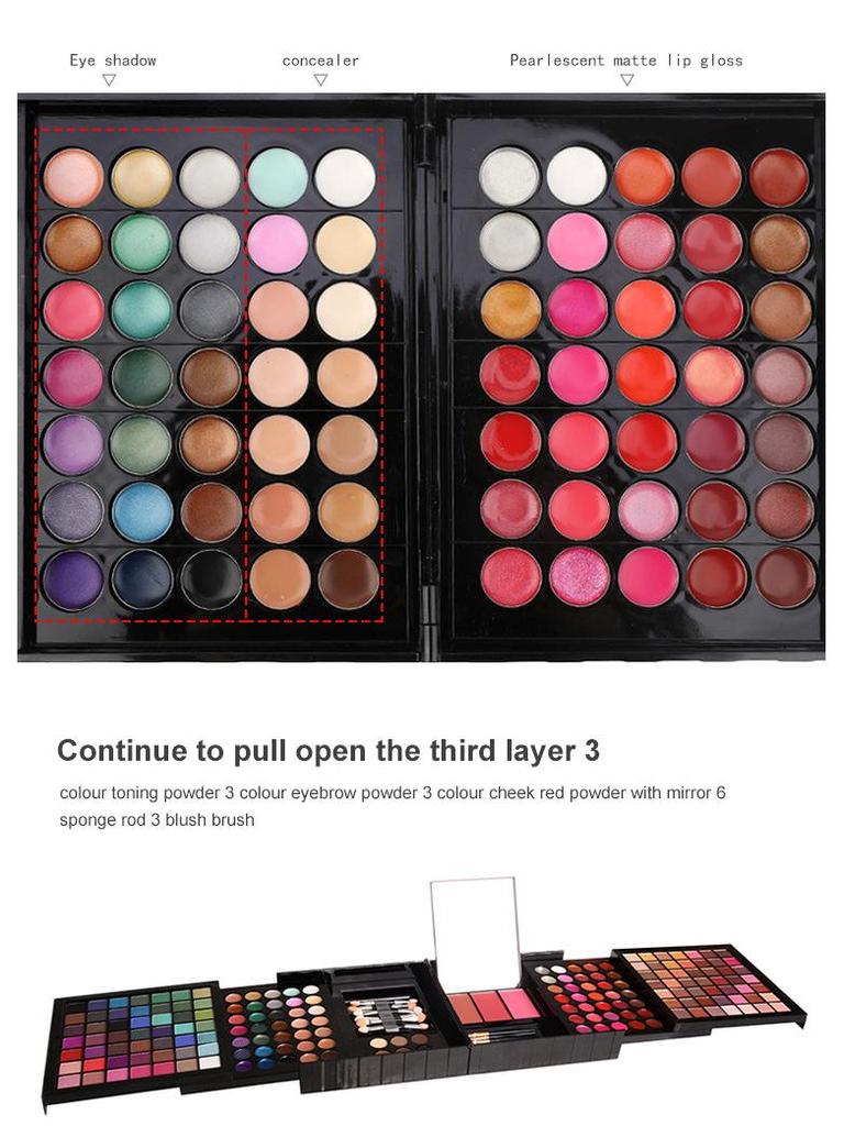 177-Color Eyeshadow, Lip Gloss, Blush, and Contour Makeup Palette Set