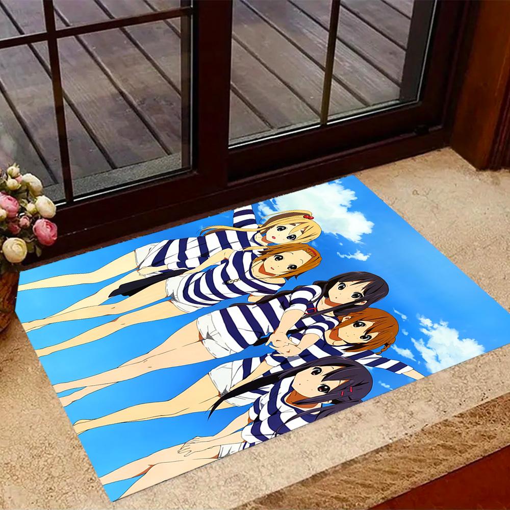 K-on! Group Pose Themed Anti-Slip Rugs - Polyester Home Decor, Suitable for Bedrooms, Living Rooms, Doorways, Studios, and Decorations