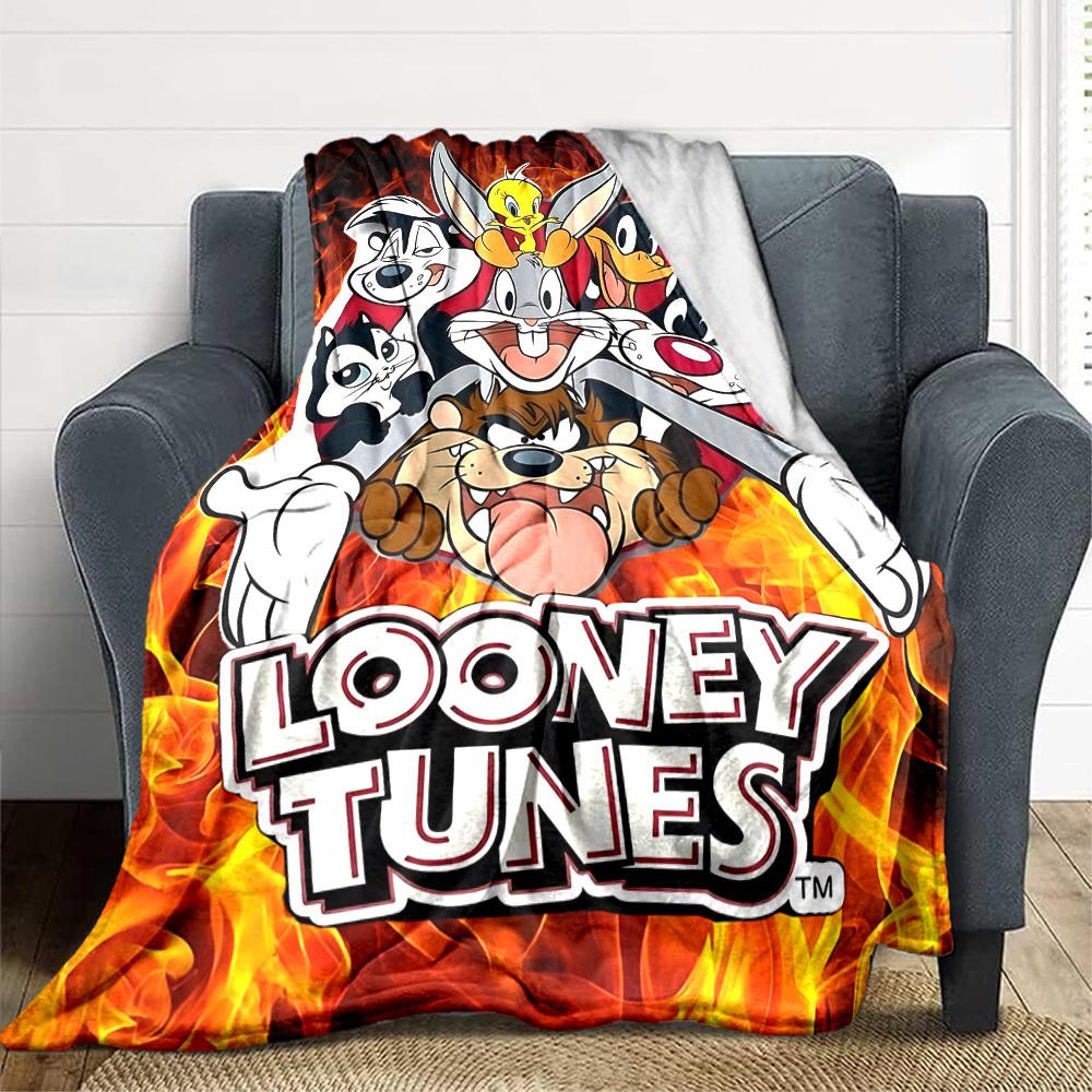 1pc Looney Tunes Characters Flannel Throw Blanket - Lightweight Soft Warm All-Season Blanket for Sofa, Bed, Travel, Camping  L1029175
