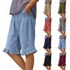 Women's Color High Waisted Pleated Cotton Linen Loose Casual Shorts