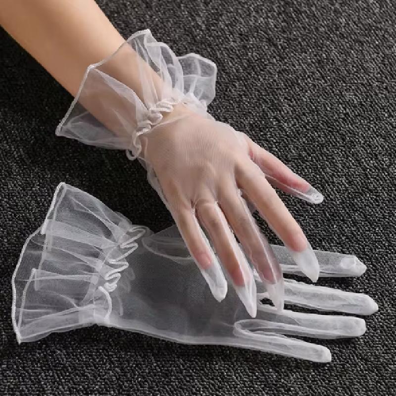 Women Black Summer Uv-Proof Driving Gloves Mesh Fishnet Gloves Lace Mittens Full Finger Girls Lace Fashion Gloves