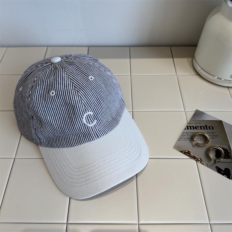 New Style, Striped Embroidered Baseball Cap, Female, Small Face, Hat, Casual Sun Shading Duckbill Cap, Male Instagram Trend