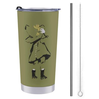 Snufkin Mug with Straw Straw Coffee Convenience Store Stainless Water Large Direct Cute & Brush, Mug, Cup, 600ML, Cup, Tumbler, Steel, Cold/Hot, Car,