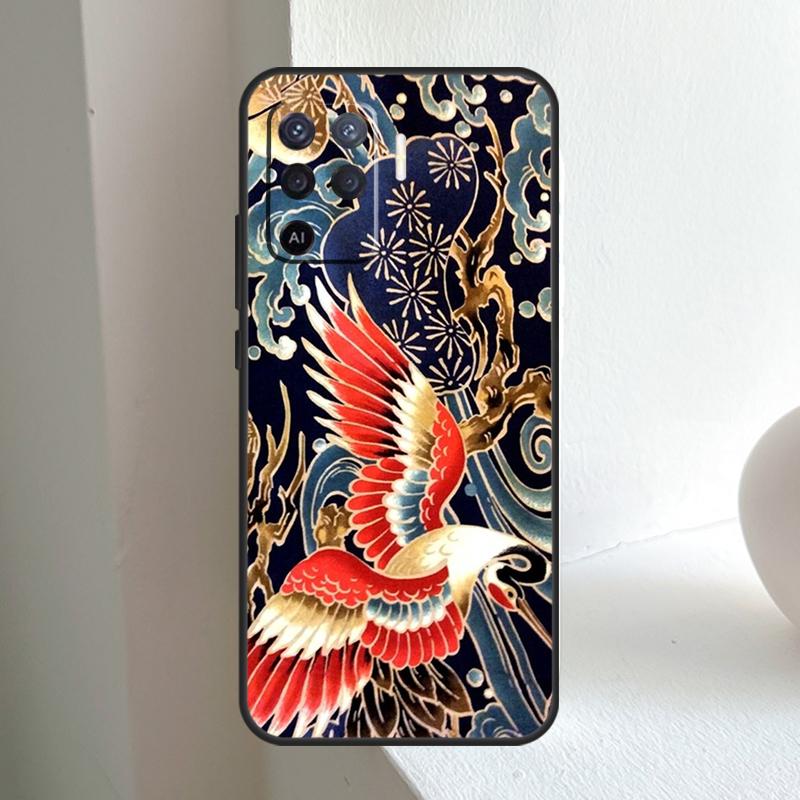 Art Crane Waves For OPPO A74 A54 A94 A17 A57 A15 A16 A76 A96 A18 A38 A58 A78 A98 A40 A60 A80 A5 A6 Pro Case