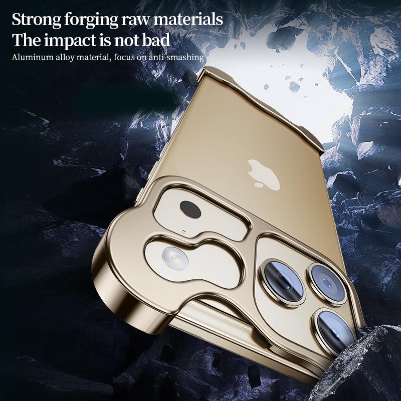 Apple 17Pro & 16Promax Anti-Vingerafdruk Valbestendige Telefoonhoes met Metalen Hoeken en Unieke Vorm.