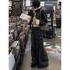 Dámské černé gotické volné cargo džíny Harajuku Oversize džínové kalhoty Y2K 90S Vintage Emo kalhoty Trashy oblečení